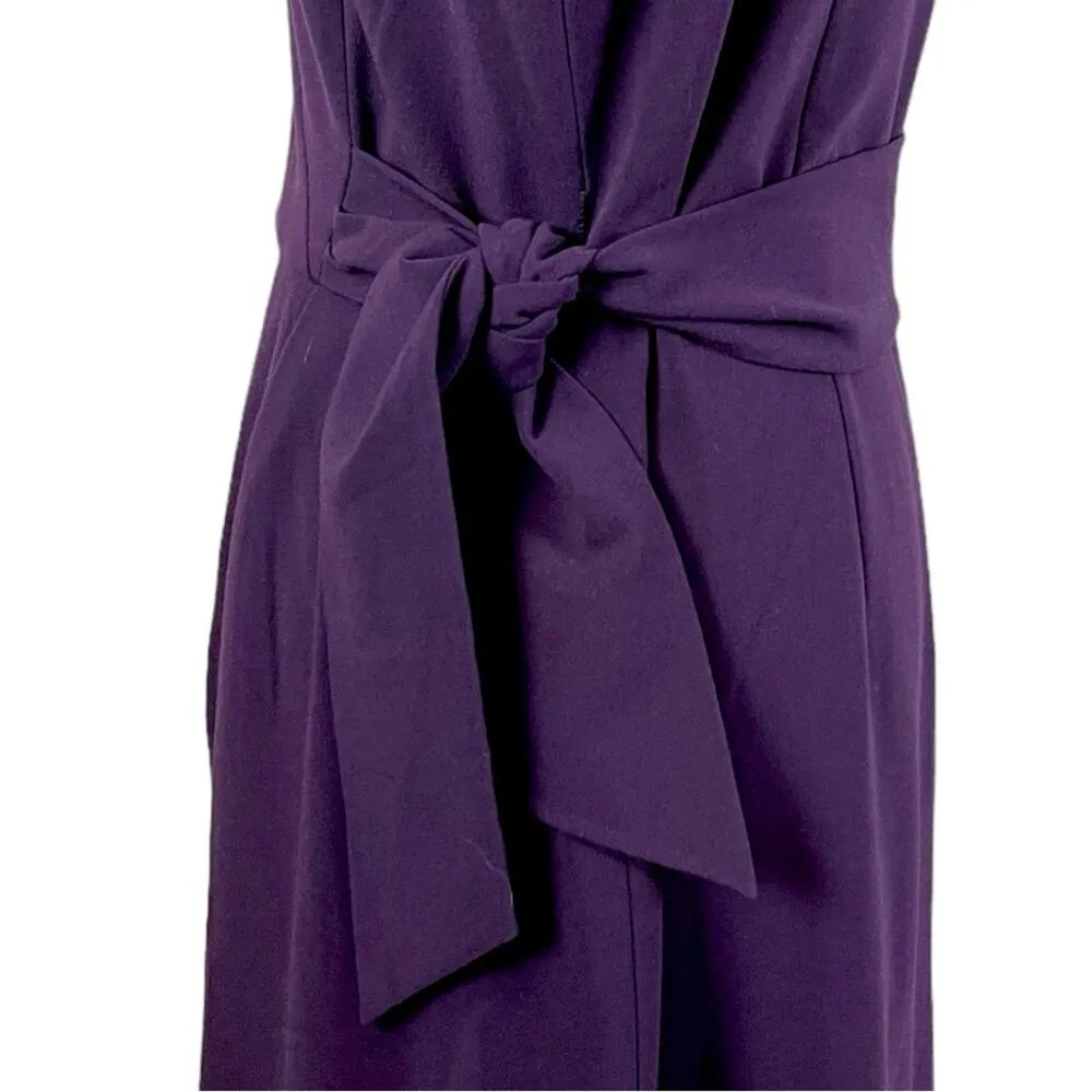 Tahari Sheath Dress Side Belt Boat Neck 3/4 Sleeves Plum Purple Women’s Size 12 - Image 11