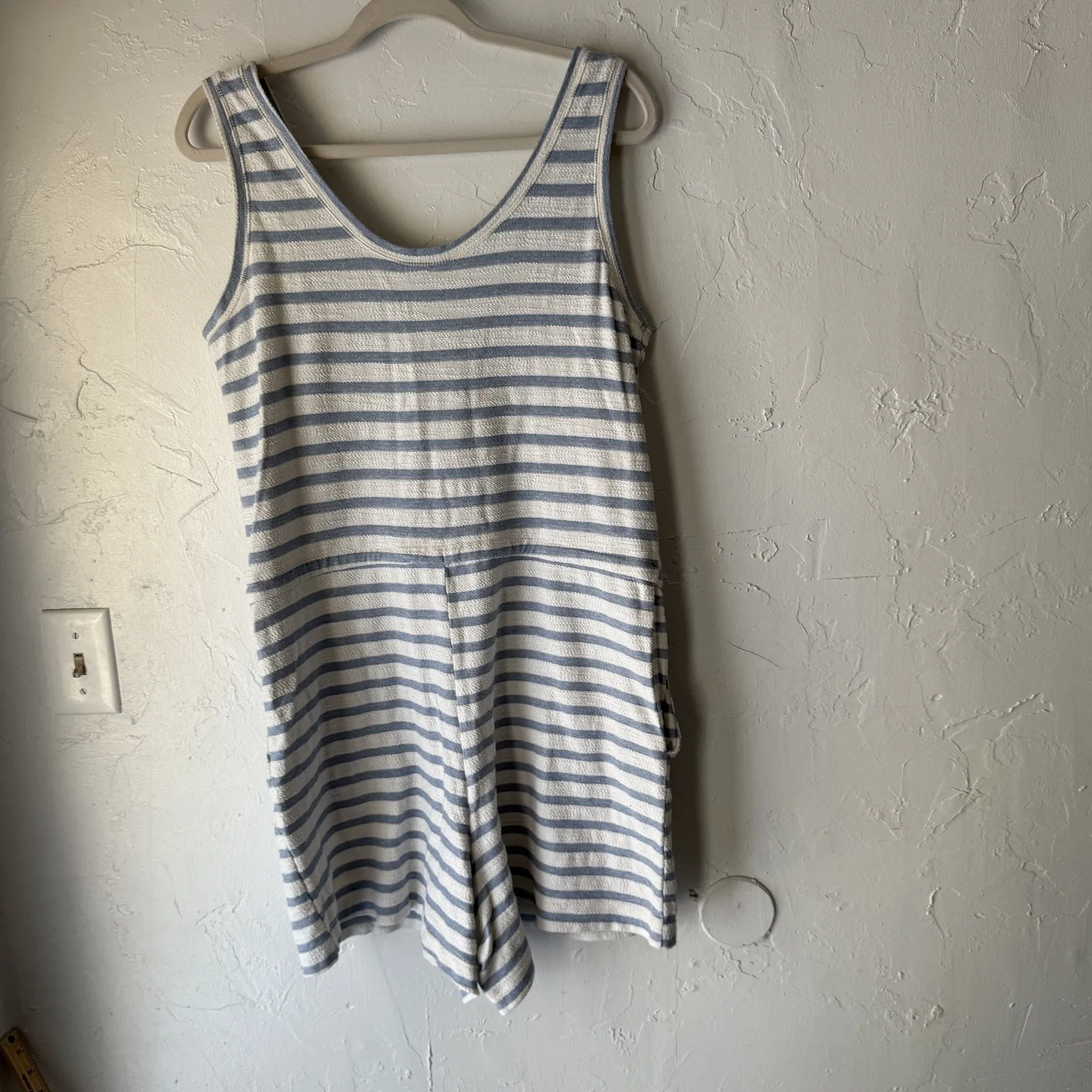 Old Navy  Romper Terry Cloth Medium Striped Tank Sleeveless Drawstring‎ Pockets - Image 7
