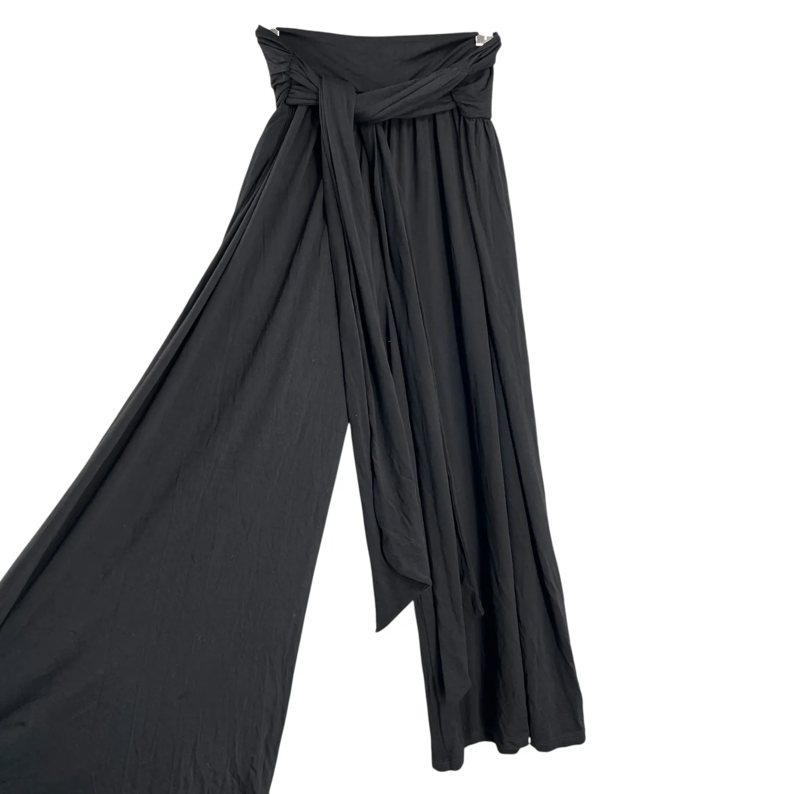 Susana Monaco Black Wide Leg Palazzo Pants Elastic Waist Tie Front XL - Image 2
