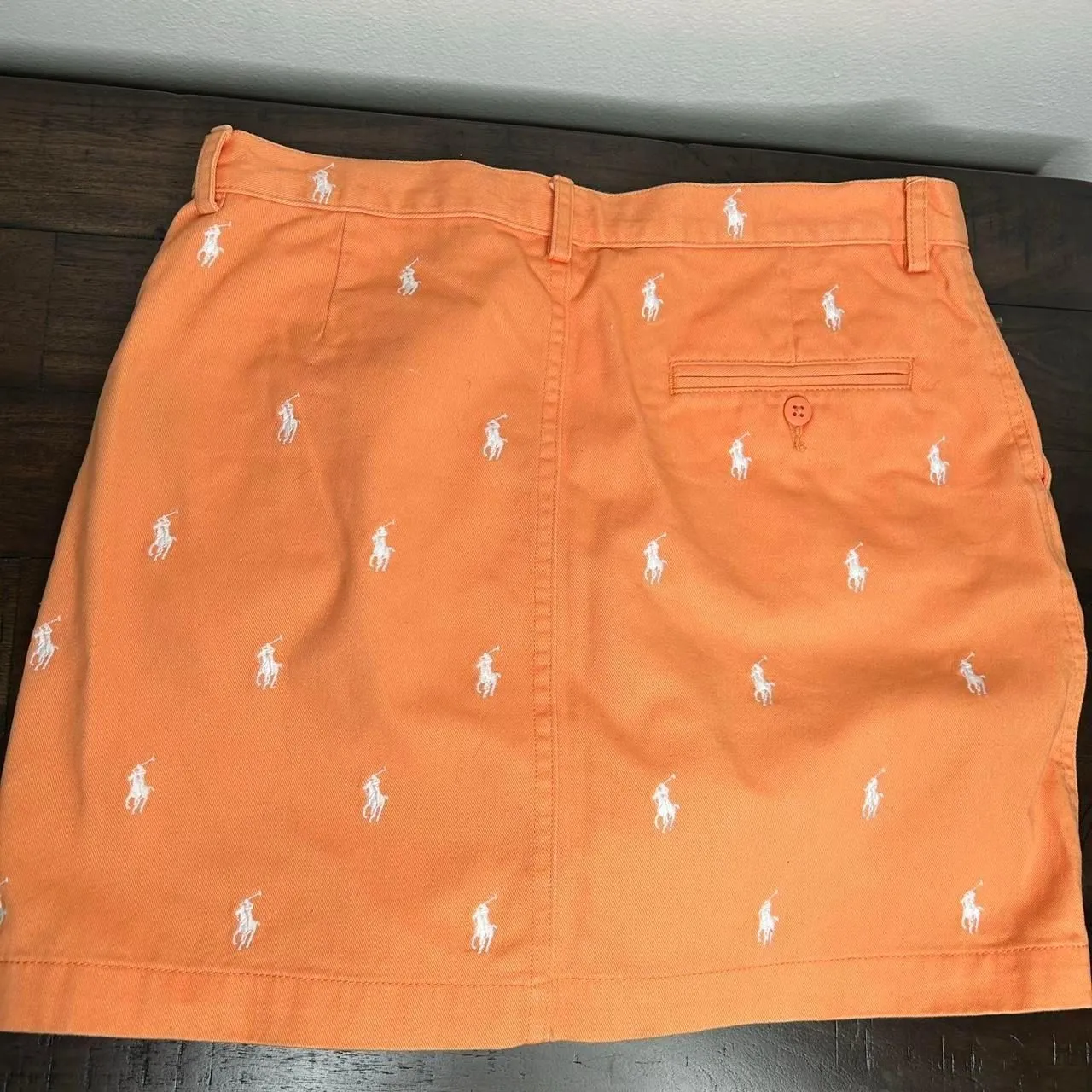 Orange Ralph Lauren sport mini  skirt with white embroidered pony print - Image 5
