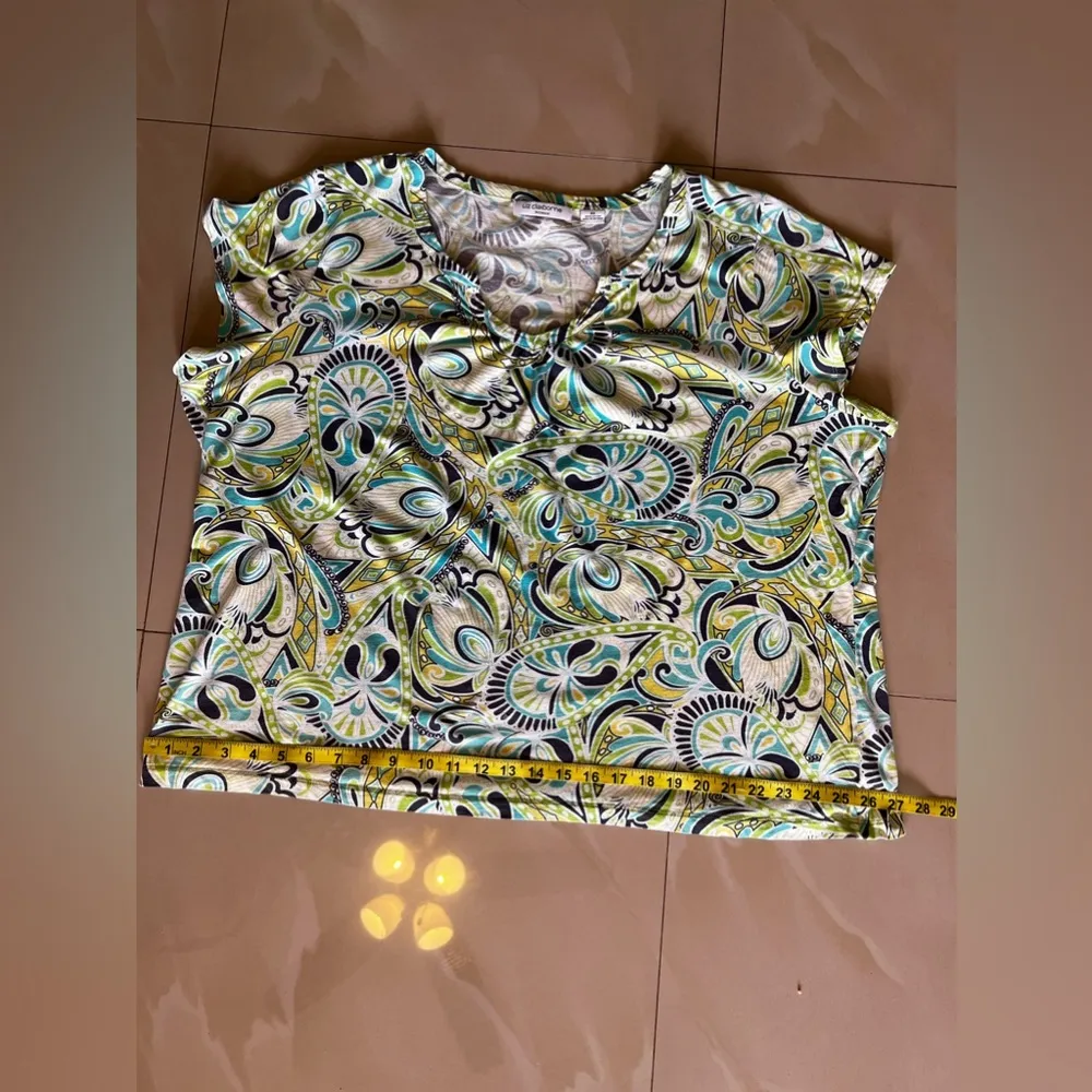 Liz Claiborne Womens Blouse 3X Sheer Multicolor Lightweight Pleated Front cotton - Image 4