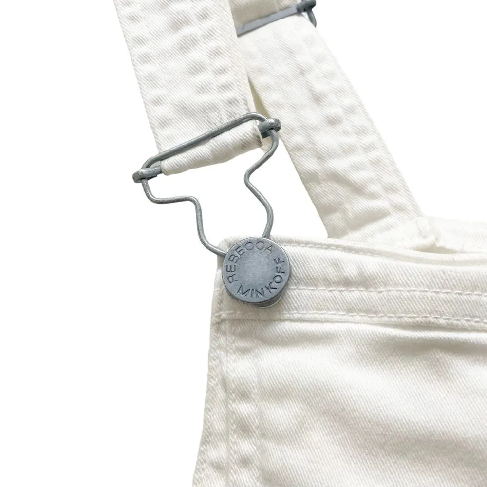 Rebecca Minkoff Shlee Dungarees White Cutoff Denim Shortalls Women’s Size Large - Image 8