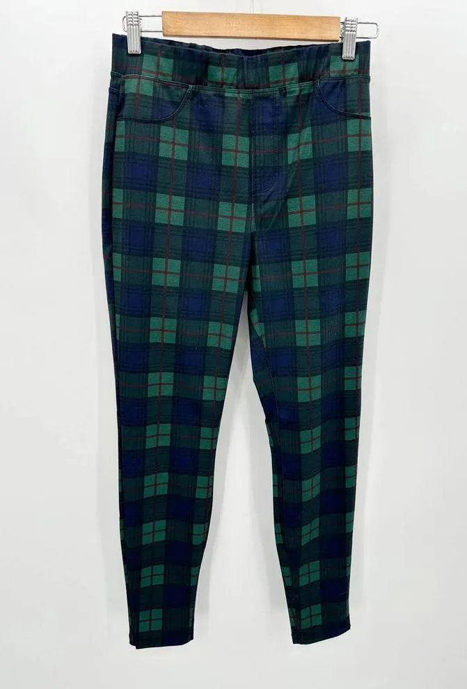 Sanctuary Pants Women SIZE 2 Green Blue Plaid Printed Pull On Stretch Skinny - Image 8