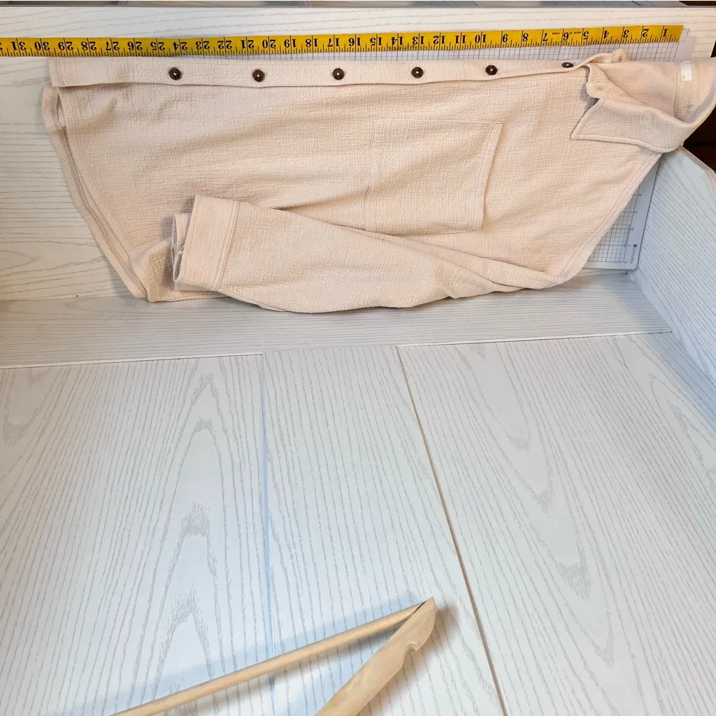 Oak Fort Shirt Women Large Cream Oversized Cotton Gauze Lagenlook Boho Oatmeal White - Image 6