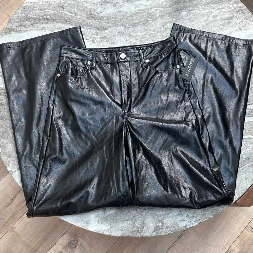 NWT BLANKNYC The Franklin Ribcage Wide Leg Faux Leather Pants‎ Black Size 28 - Image 4