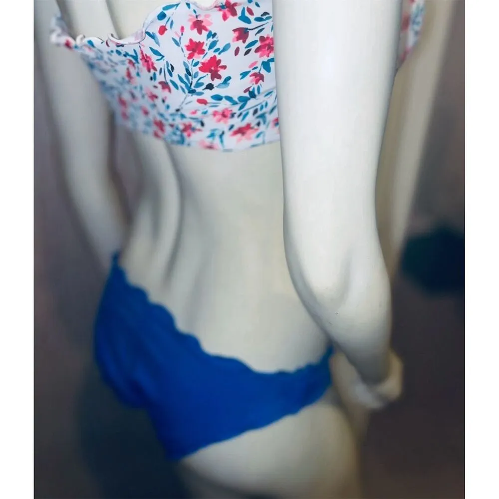 Victoria's Secret  Ruffle Cheeky Bikini Bottom Hot Pink & Blue Size S - Image 10