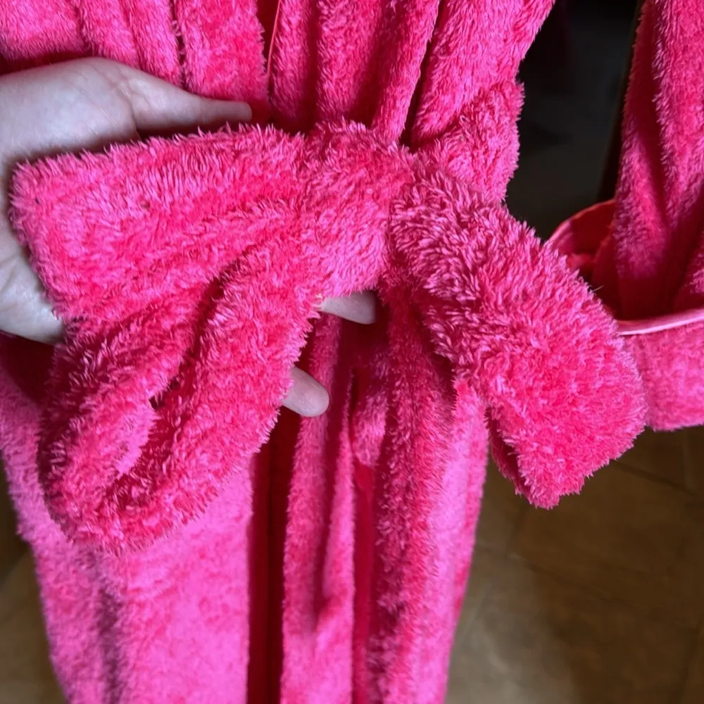 Bath & Body Works Plush Fuchsia Pink Maxi Robe Size L / XL Cozy Spa Belted - Image 6