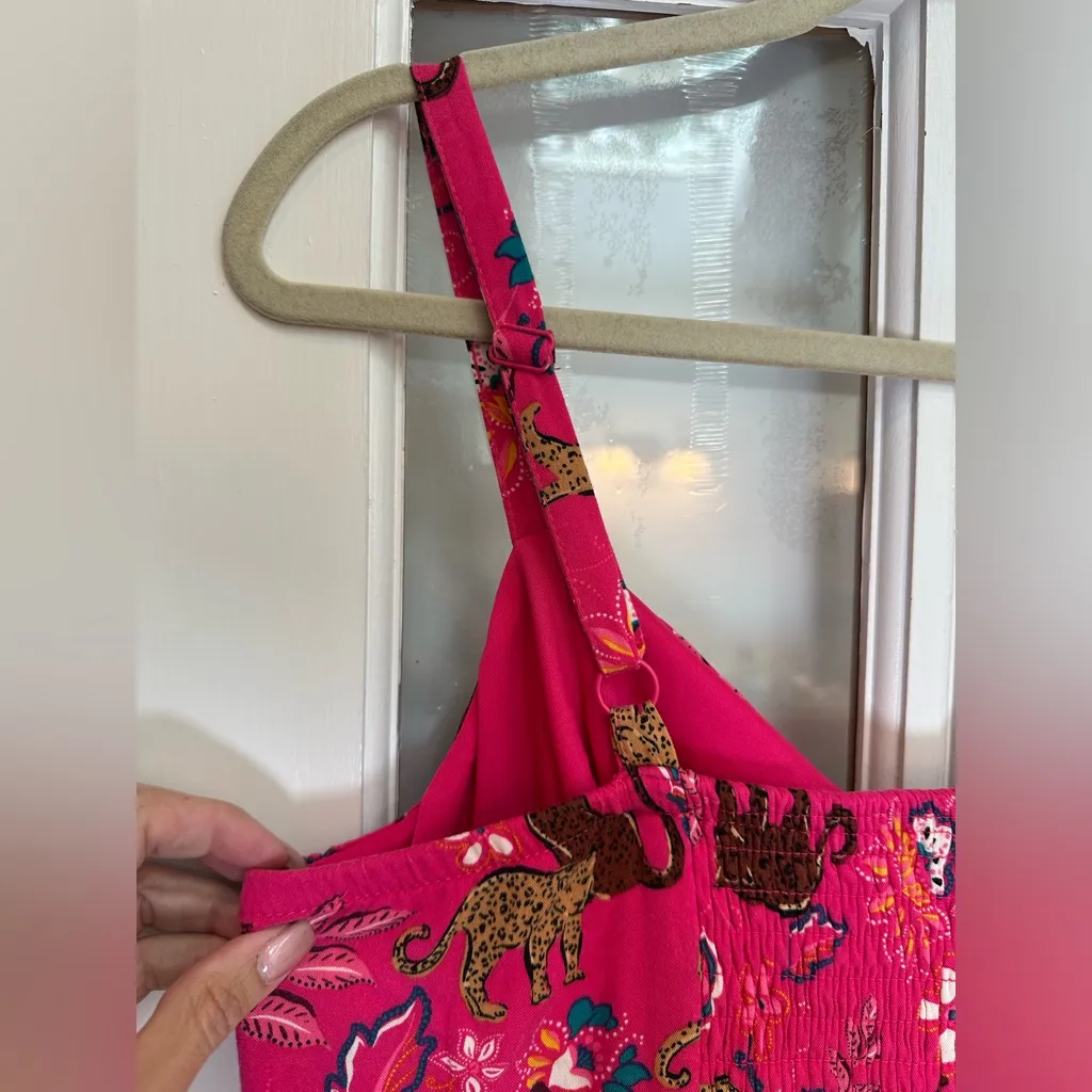 Torrid Hot Pink Tie Front Culotte Jumpsuit Jungle Leopard Print Plus Size 1X - Image 5