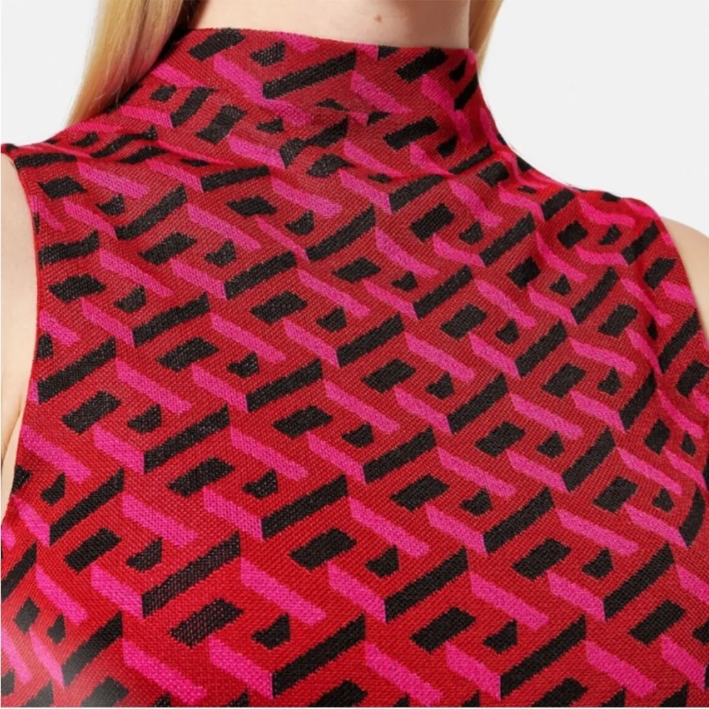 Like New VERSACE La Greca Jacquard Mini Dress
Parade Red Sz. XS Retail $1895.00 - Image 5