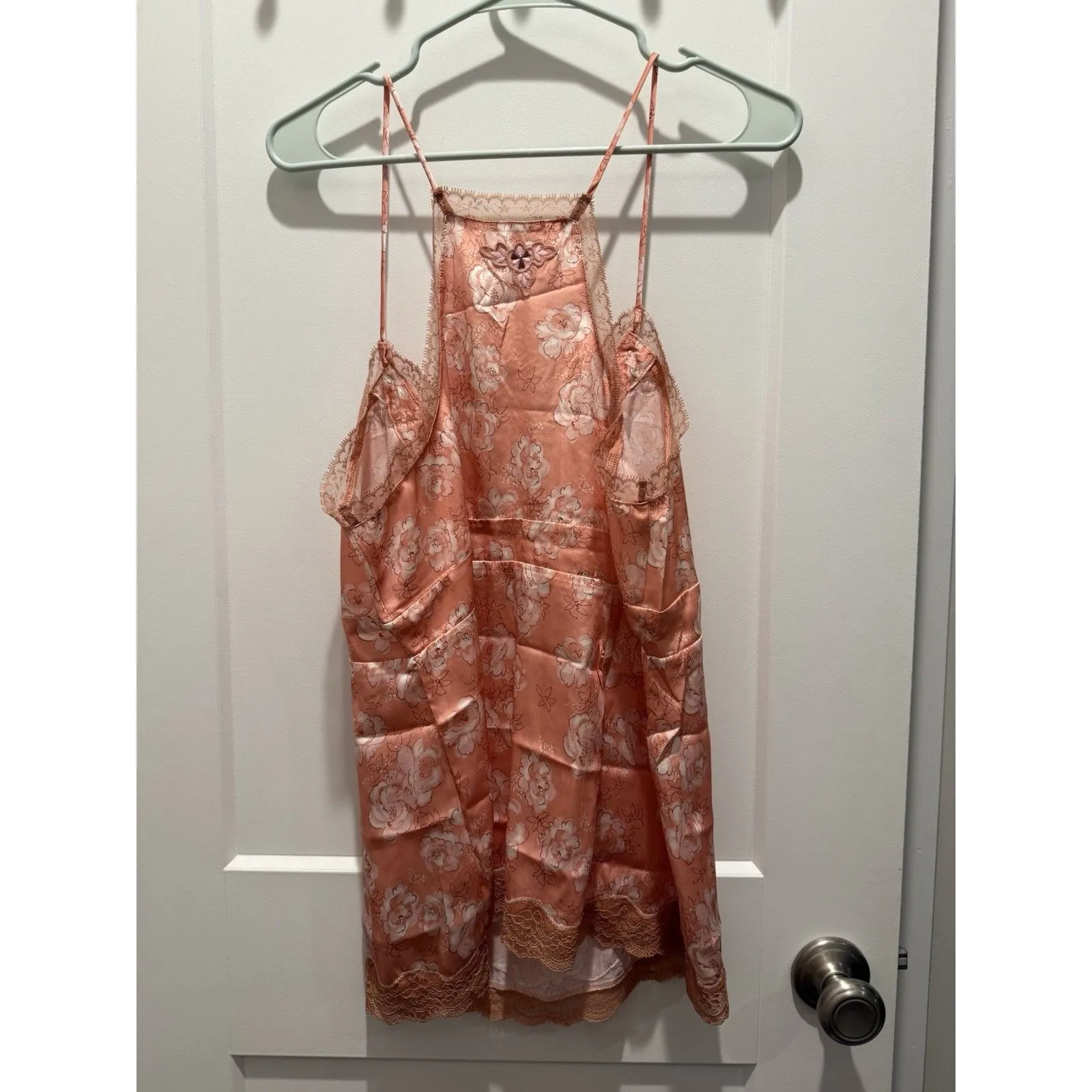 NWT Free People Women’s Intimates Night Tangerine Floral Satin & Lace Tank - Image 6