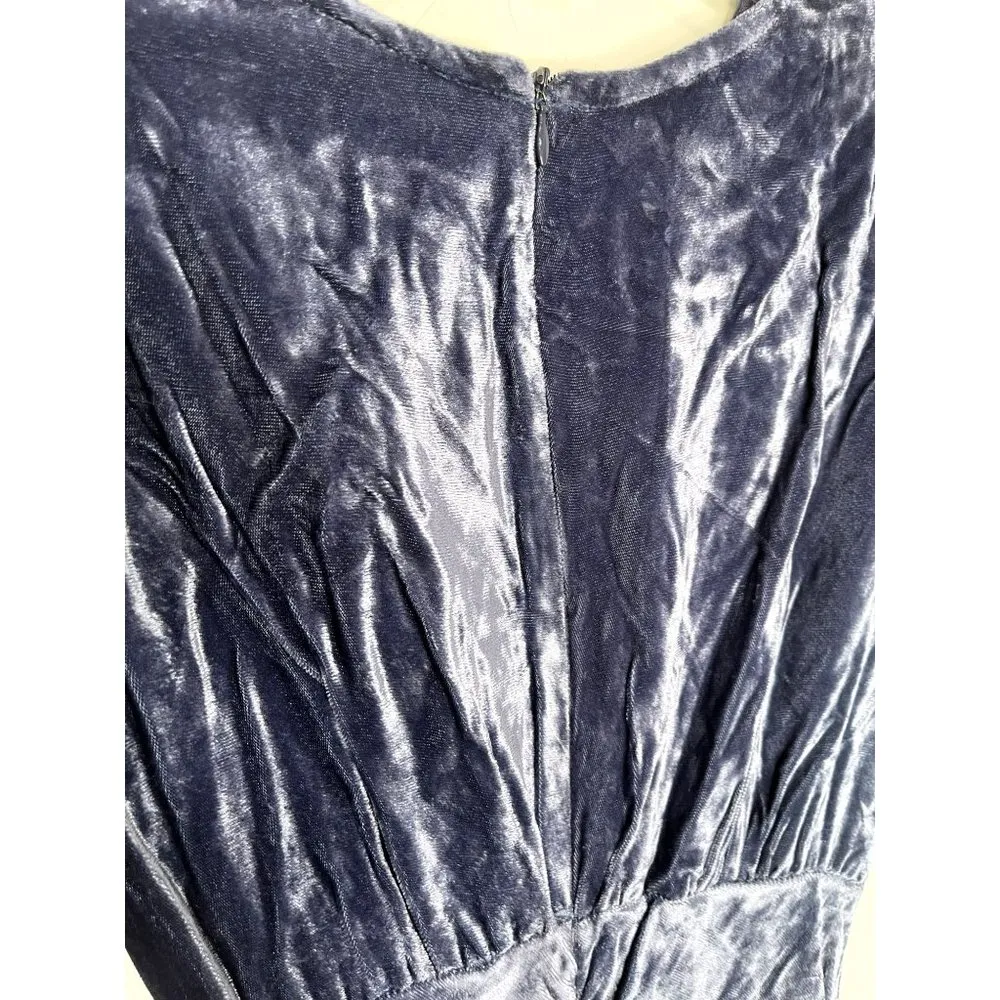 Vintage 80s Wild Rose Crushed Velour Goth Vamp Wiggle Gypsy Witchy Midi Dress - Image 7