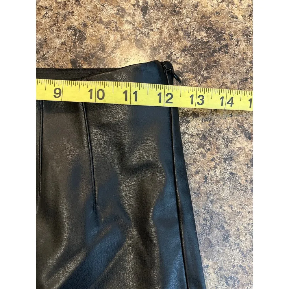 Zara Black Vegan Leather Pull On Boot Cut Pants Size XS - Image 8