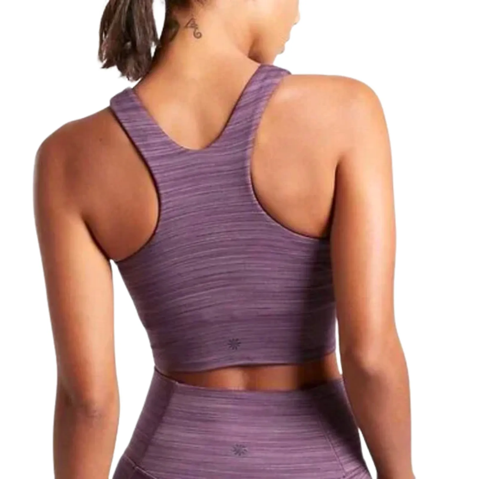 Athleta Built-In Bra Cropped Sports Tank Top Purple High Neck Racerback - Small - Image 2
