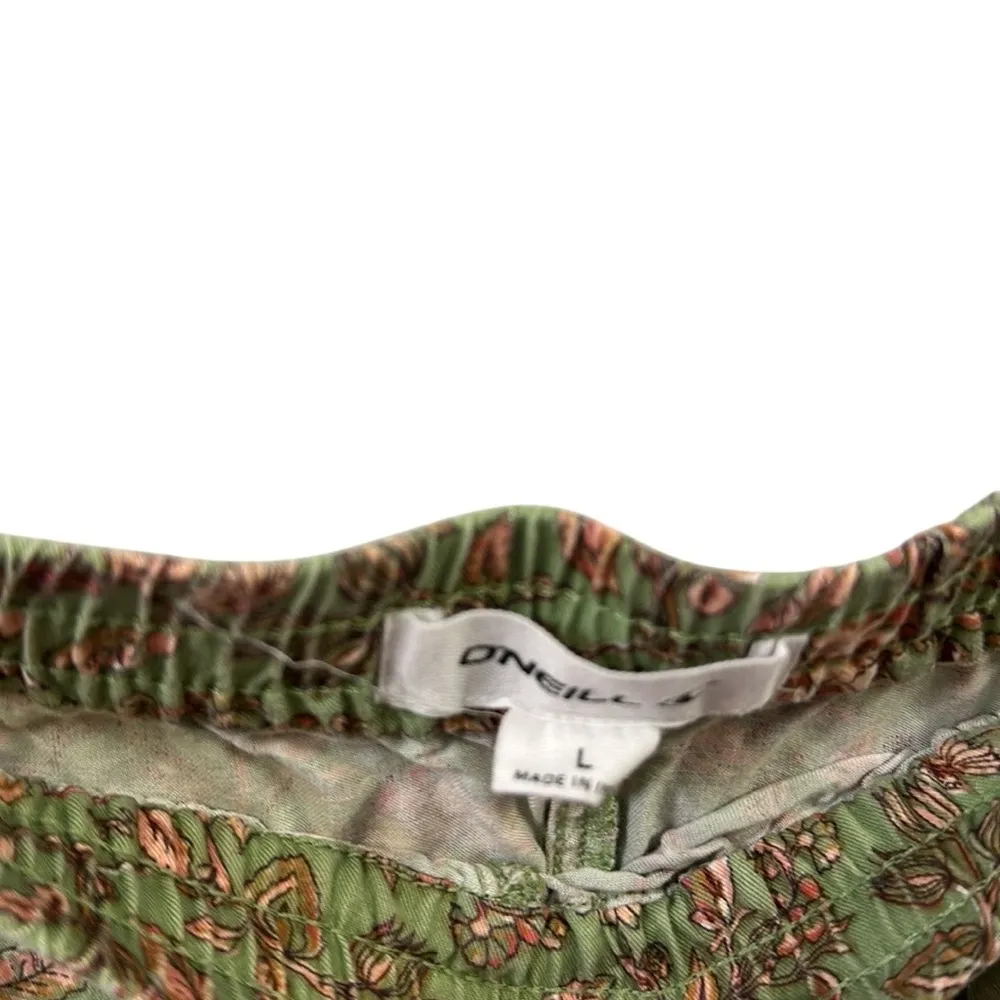 Viscose Oneill Fran Green Floral Print Drawstring Waist 4 Pocket Shorts Womens L - Image 10