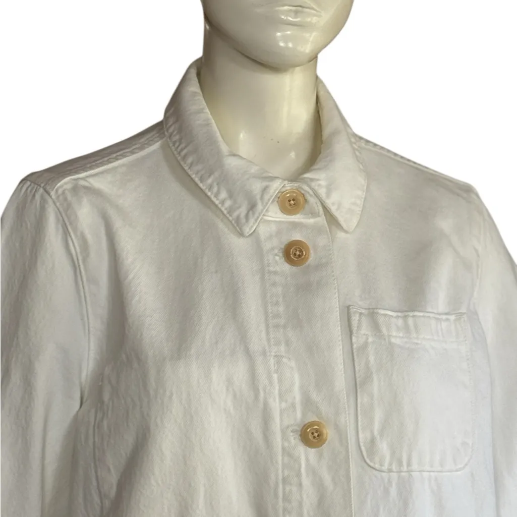 J. Crew 100%Cotton Cream Denim Jacket Size Medium - Image 4