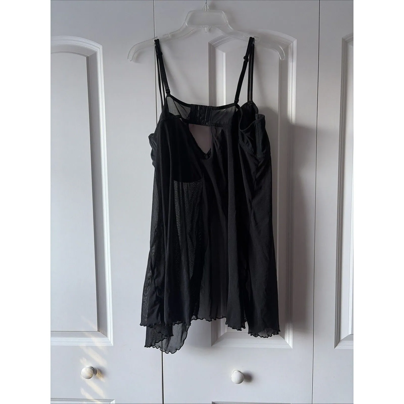 Cacique Black Babydoll Flowers Nightie Lace Underwire Padded Size 22/24 - Image 6