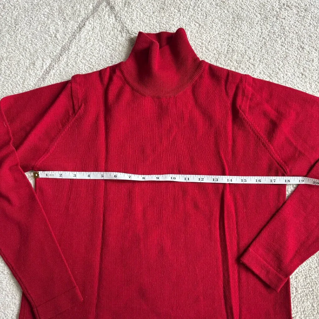 Classiques Entier 100% Merino Wool Mock Neck Sweater Cherry Red sz S - Image 4