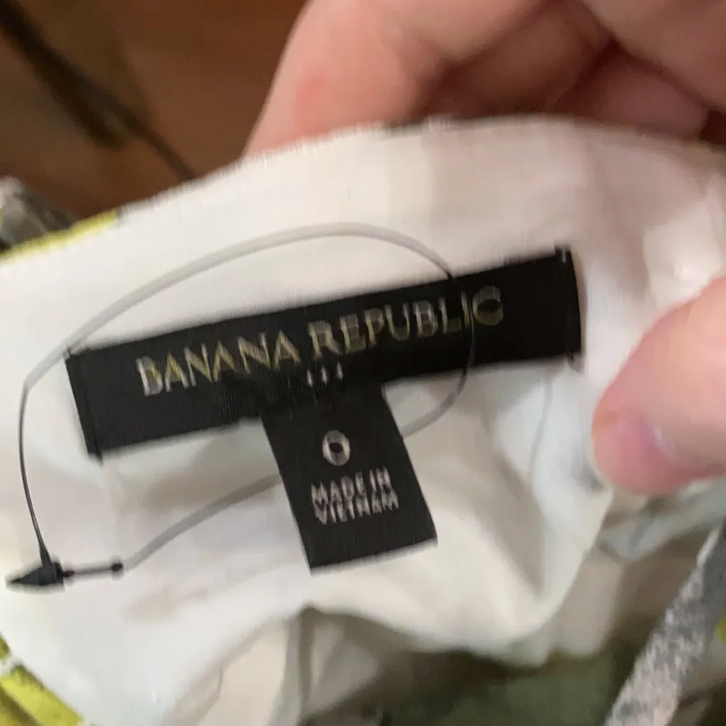 New Banana Republic Factory front knot linen floral tropical midi dress sz 0 Yellow - Image 9