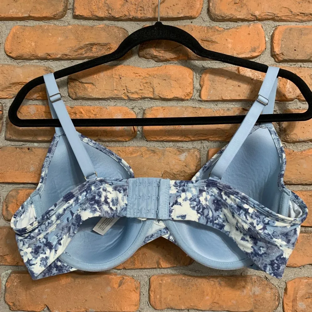 Lucky Brand Bra Women's Size 40C Blue White Floral Lightly Lined T-Shirt Underwi - Image 2