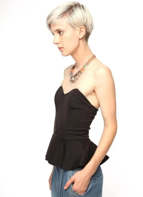 Strapless Peplum Mesh Top - Image 2