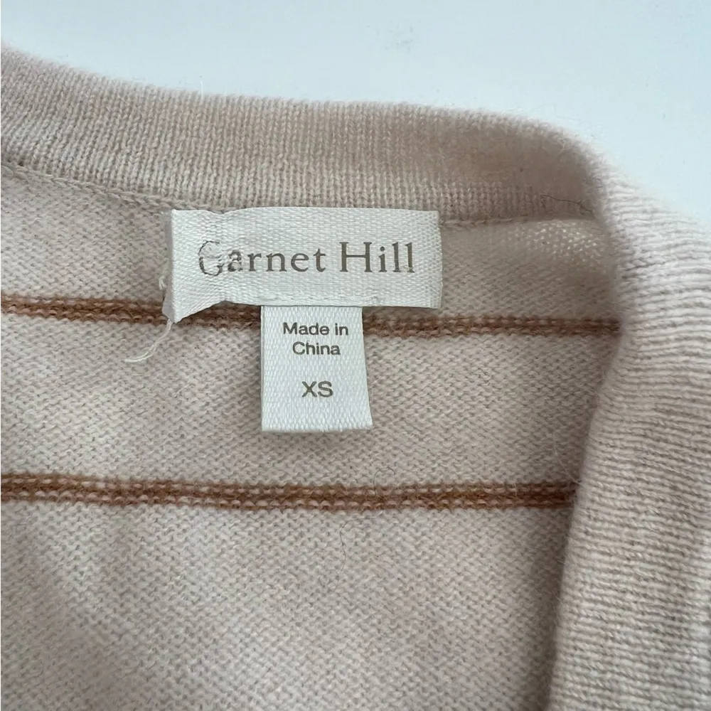 Garnet Hill Cream tan, brown striped cashmere long cardigan sz XS - Image 3