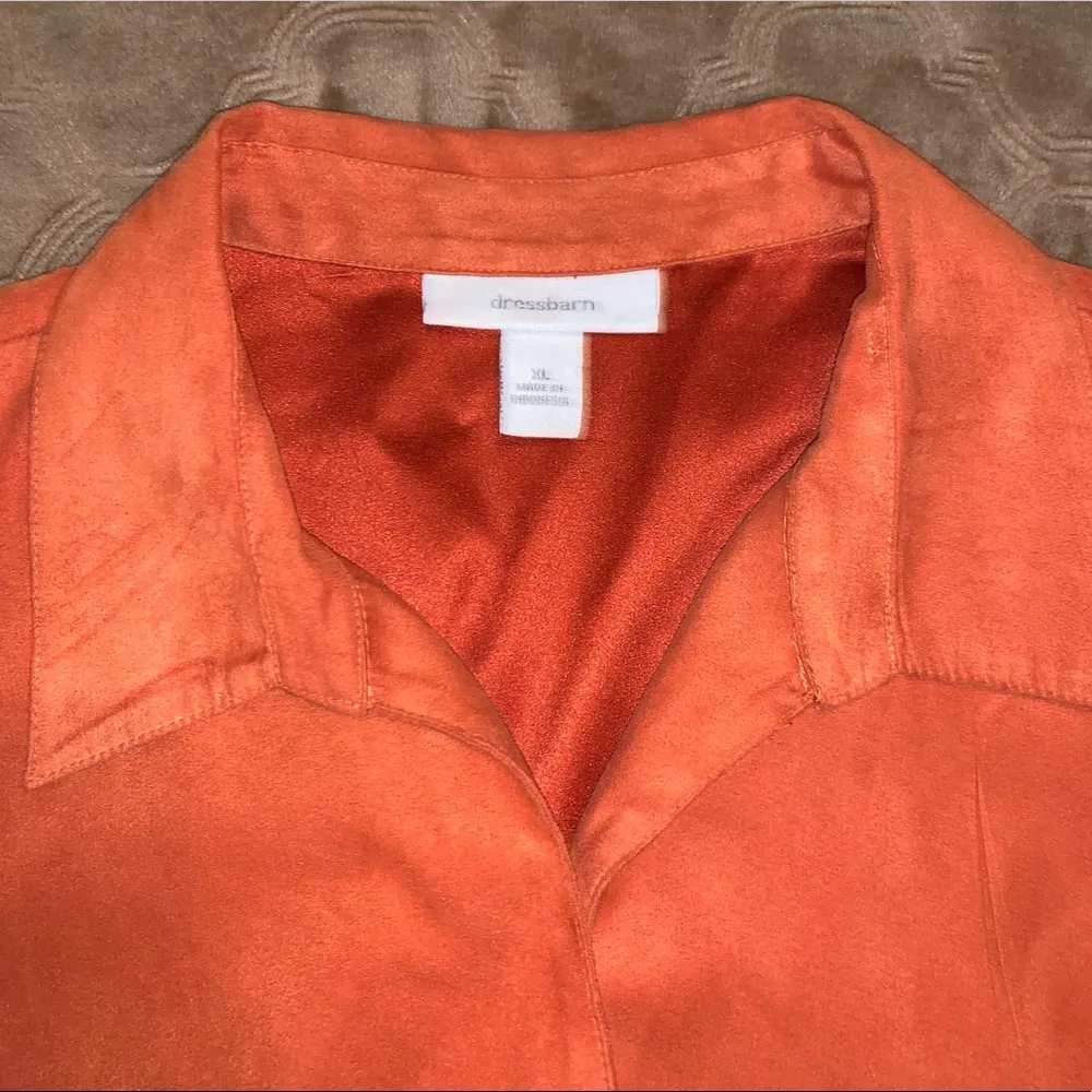 Dressbarn button shirt with shoulder pads, orange - Image 3
