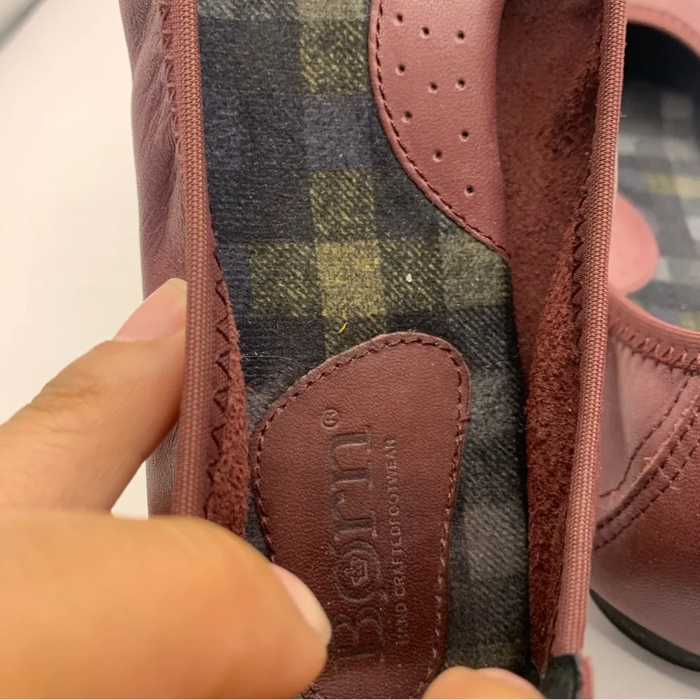 Born Shoes Womens 7.5M Slip On Flats Purple Leather Round Toe Casual Comfort - Image 5