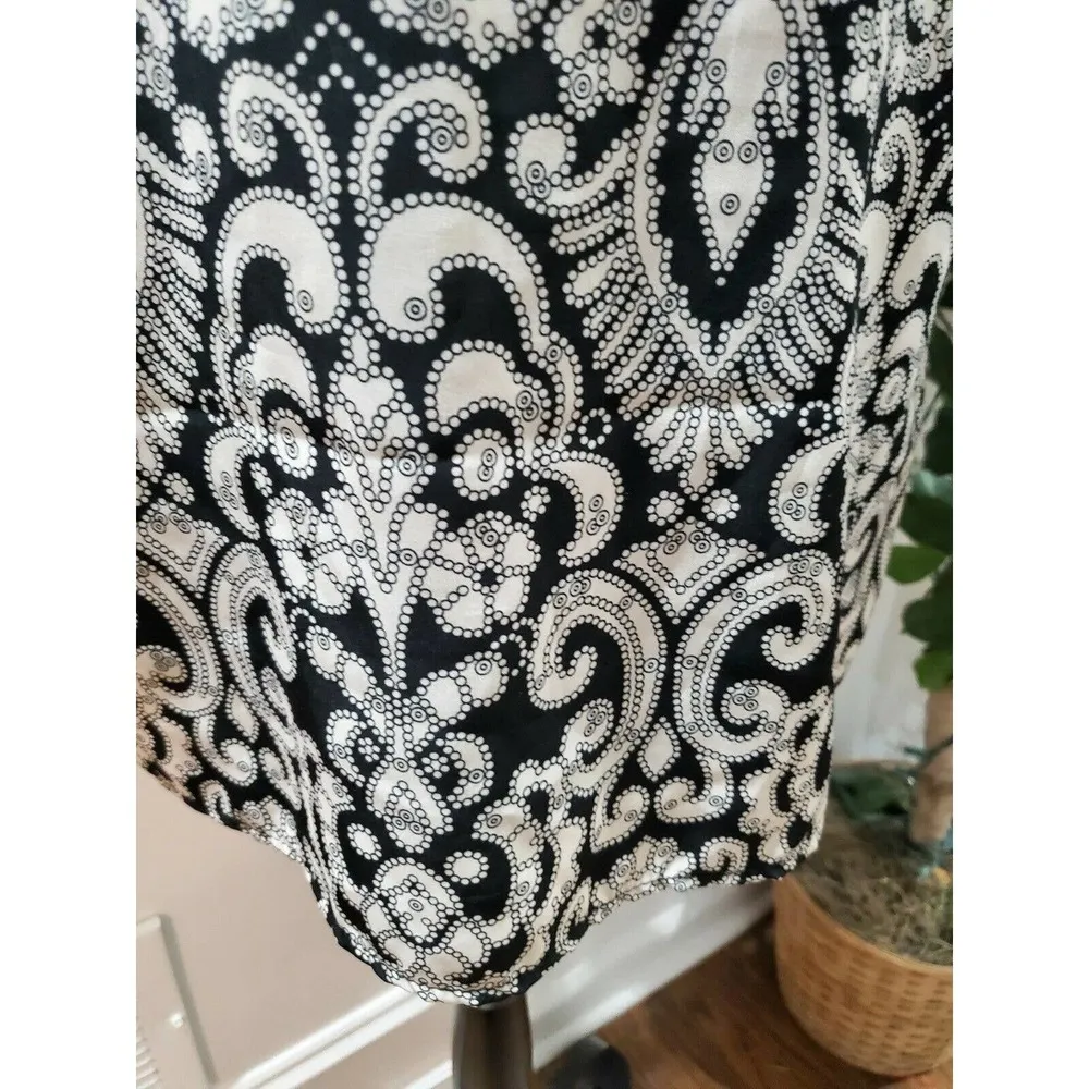 Dina Be Women Black/White Polyester Short Sleeve Round Neck Knee Length Dress M - Image 5
