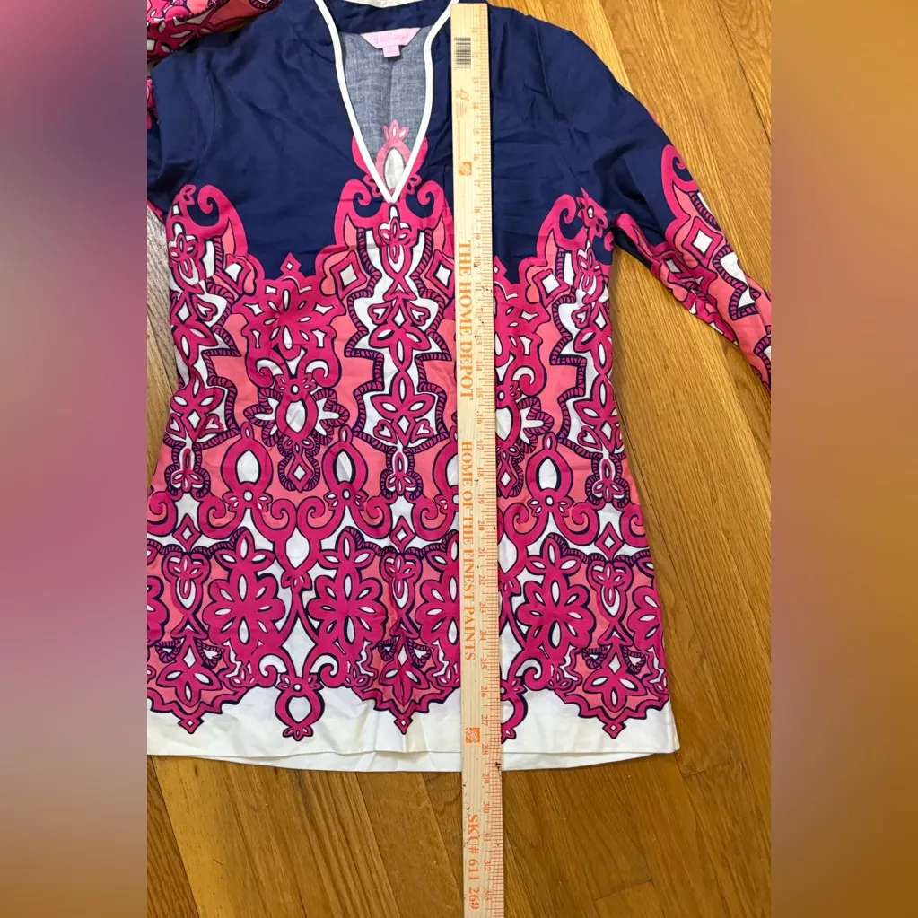 Lilly Pulitzer Ciara Tunic Bright Navy Brava Multi Chorus Girl Small Pink White - Image 8