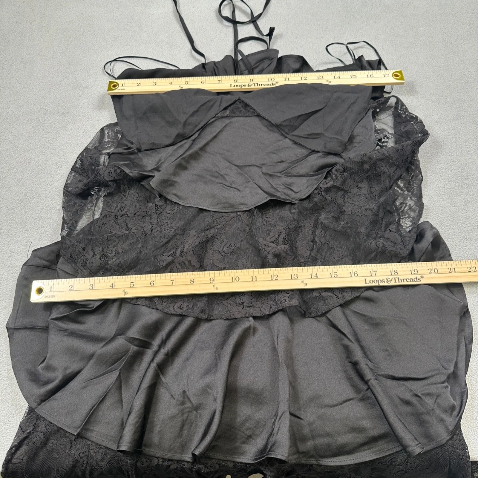 VERO MODA Maxi Dress Womens M Black Lace Ruffle Tiered Overlays Straps NWT - Image 3