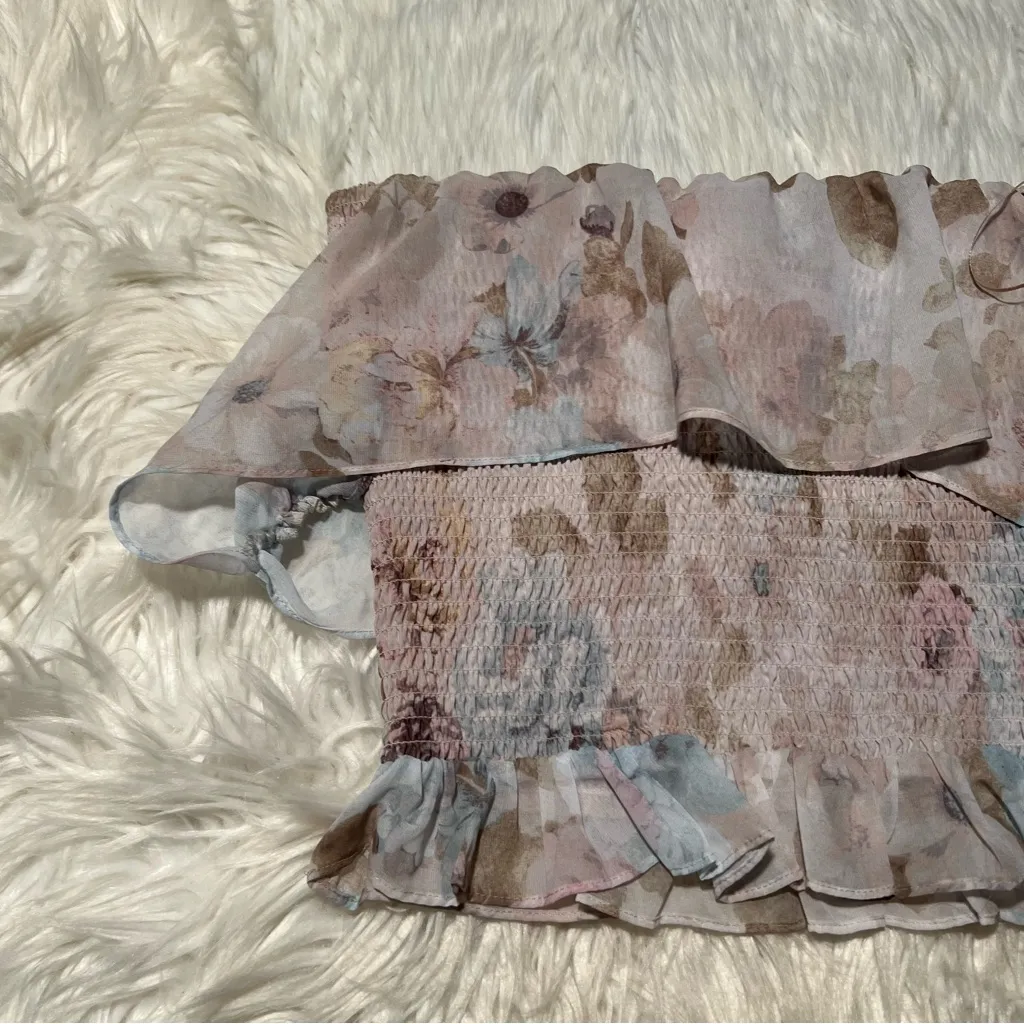 WAYF Off Shoulder Smocked Top Antique Roses S - Image 10