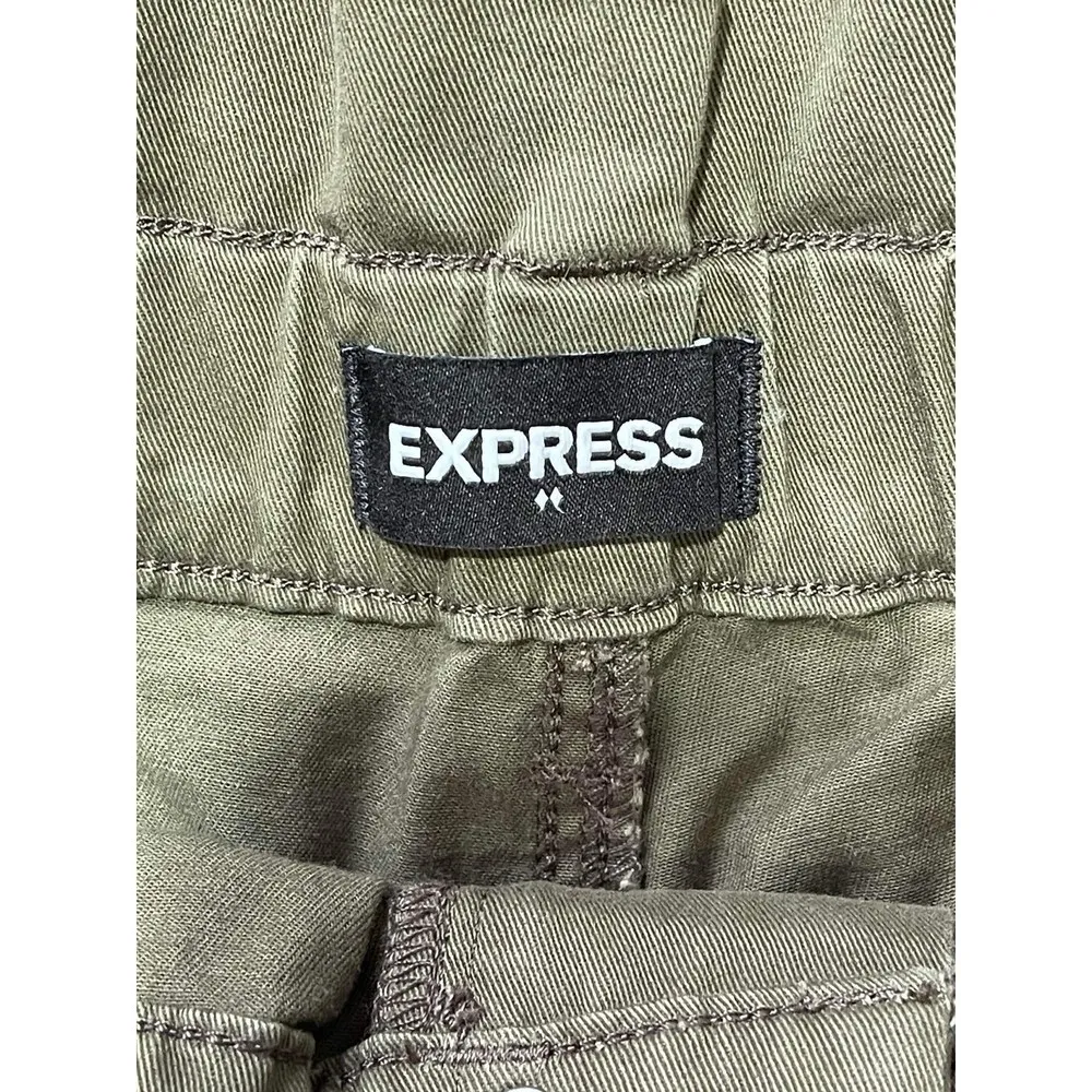 Express SMALL Shortie Super High Rise Stretch Green Shorts - Image 3