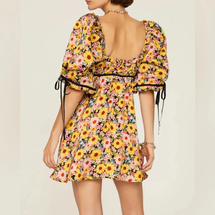 For Love & Lemons Sylvia Puff Sleeve Mini Dress Size S flower print multicolor - Image 12