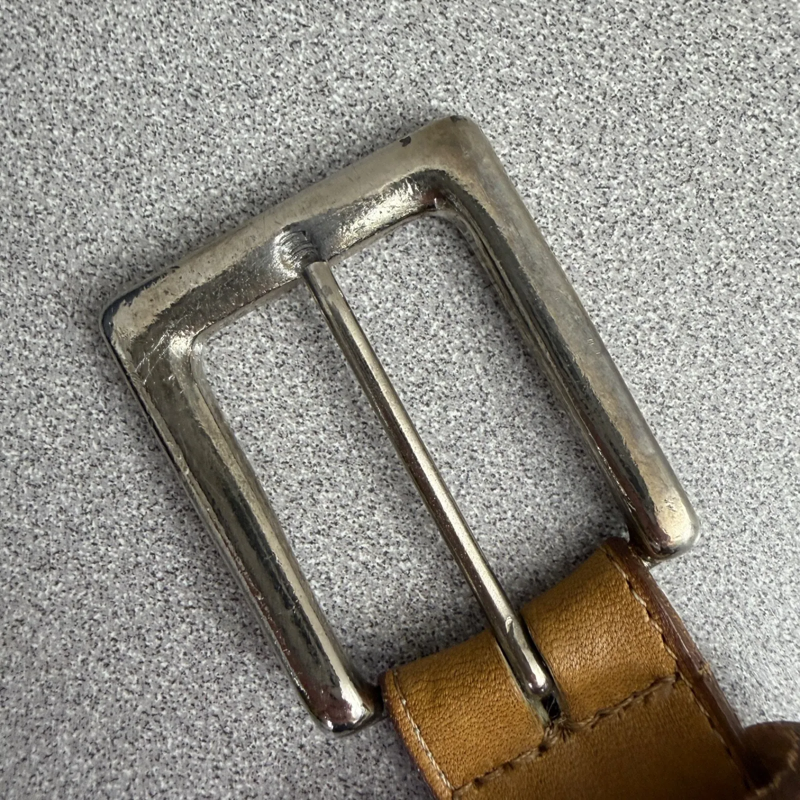 Catherine Dial Easley Leather Belt Womens Large Tan Silver Buckle San Antonio TX - Image 3