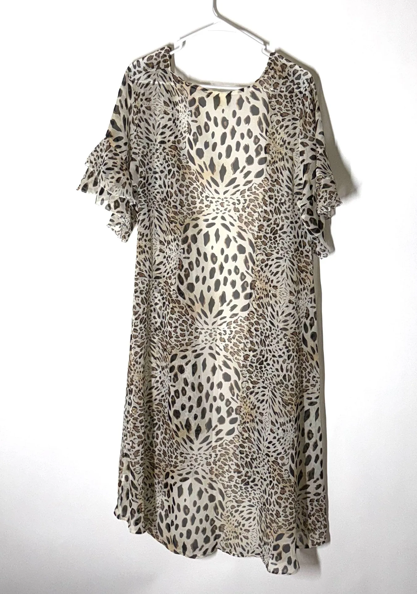 Animal Print Sheer Shirt Sleeve Duster - Image 5