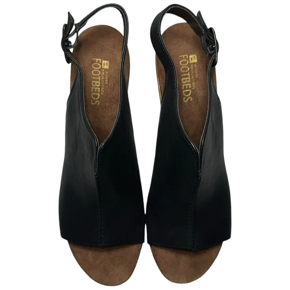 White Mountain Footbeds Women’s Size 9.5 Black Brown Alfie Platform Sandals - Image 3