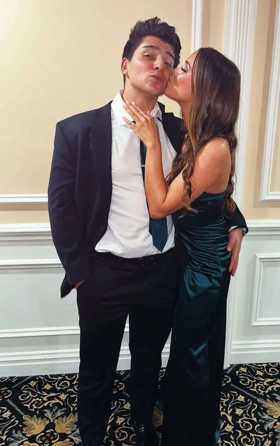 Emerald Green Satin Gown Size XS - Image 5