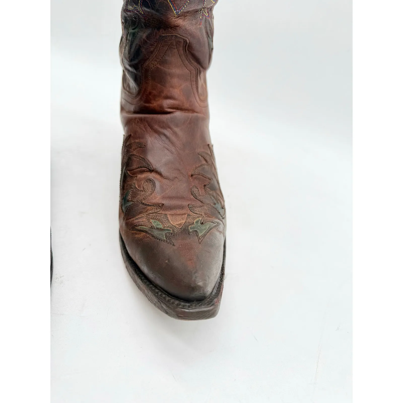 Vintage Dan Post Brown Leather Cowboy Western Women's Point Toe Boots Size 6 - Image 5