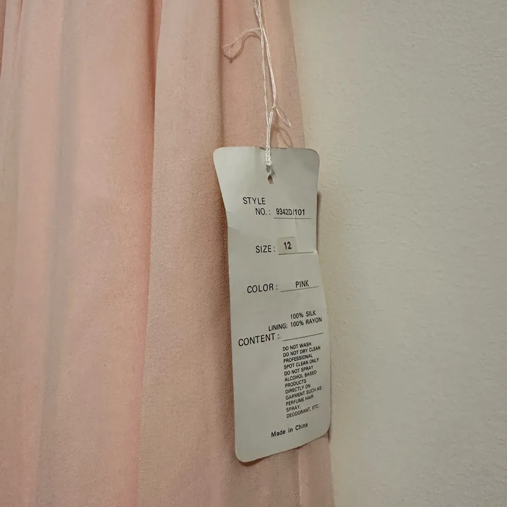 NWT black Tie Oleg Cassini Sequin Top SILK Chiffon pink vintage midi maxi Dress - Image 7