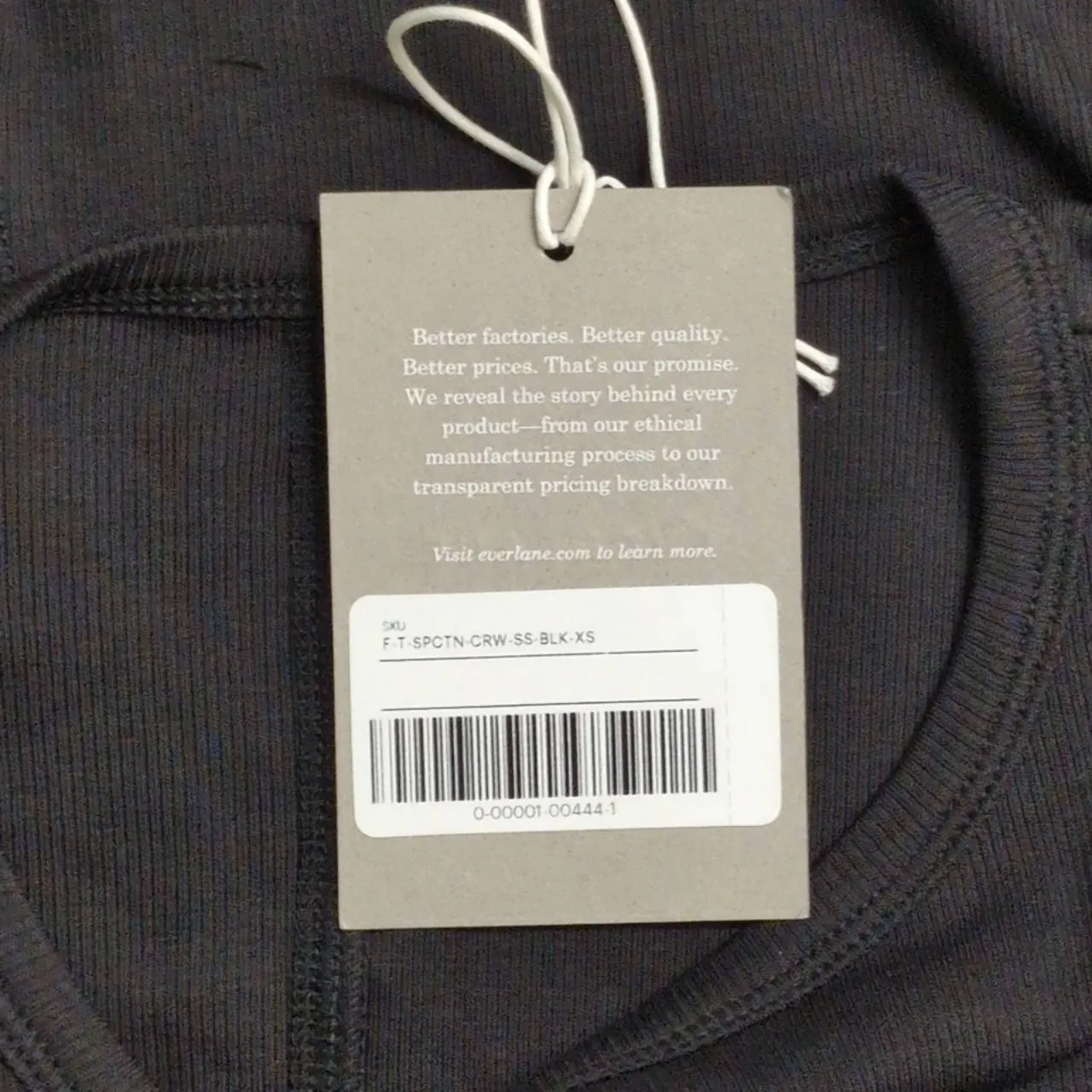 NWT Everlane Black Short Sleeve Ribbed Knit Crew Neck T-Shirt XS - Image 6