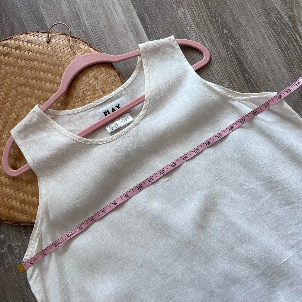 Flax  white 100% linen sleeveless blouse - Image 3