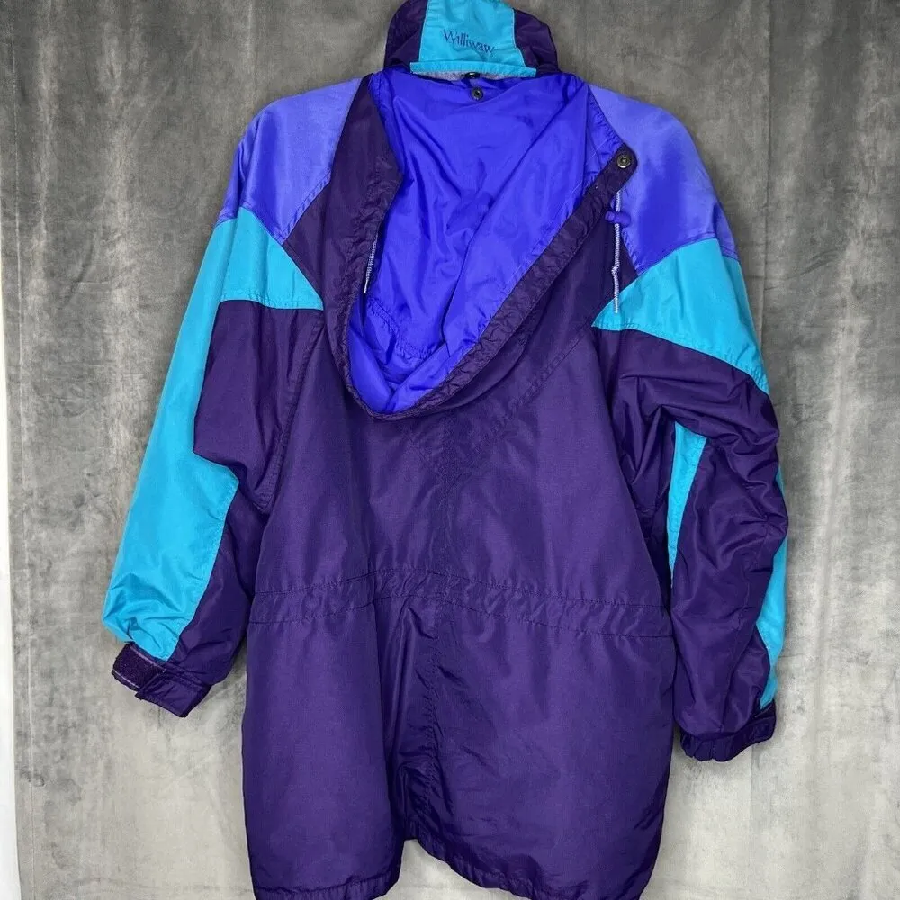 Vintage Columbia Jacket Womens Small Purple Teal Color Block 90s Rain Coat Parka - Image 5