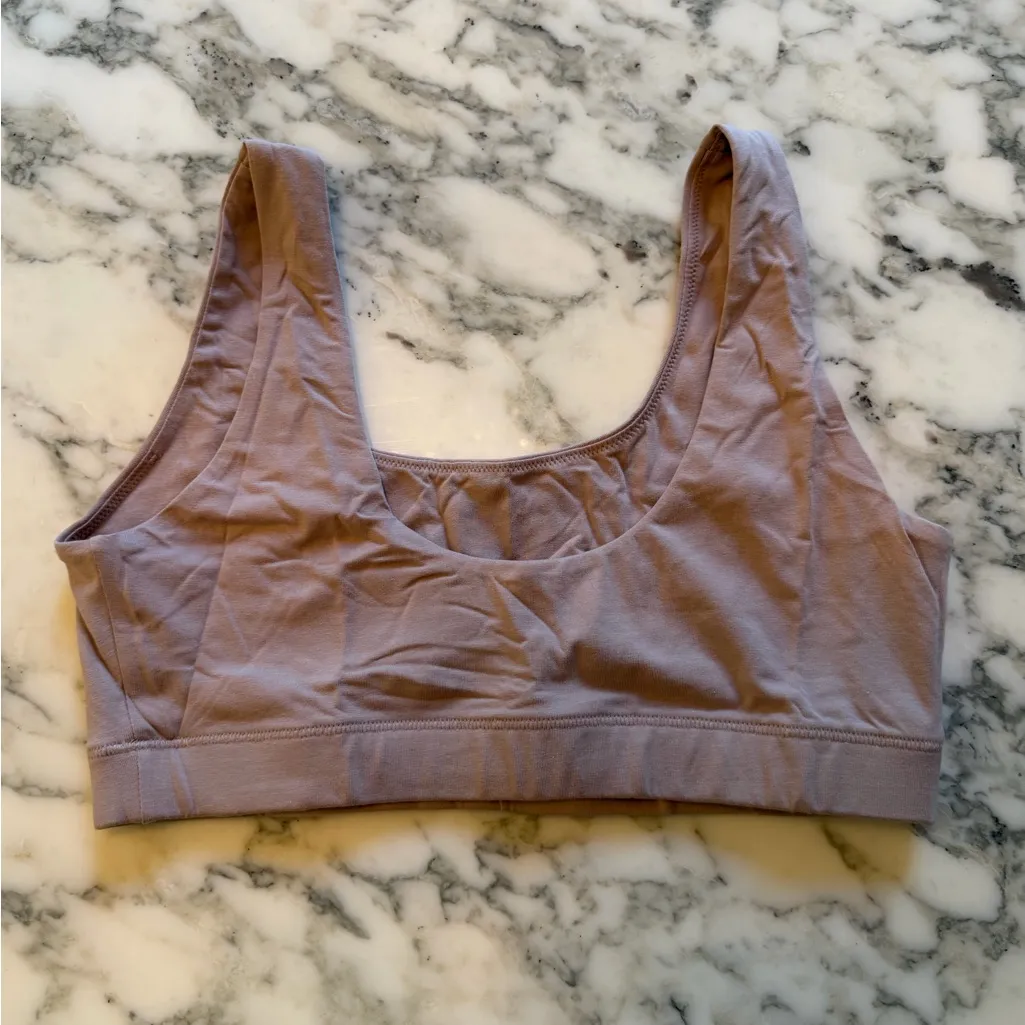 NWOT Quince Women's Organic Cotton Tank Bralette (2-pack) Sz S Color Mink - Image 5