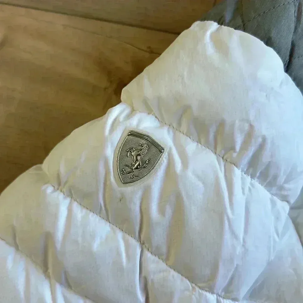 Puma x Ferrari Down Filled White Puffer Jacket Women’s Sz L - Image 4