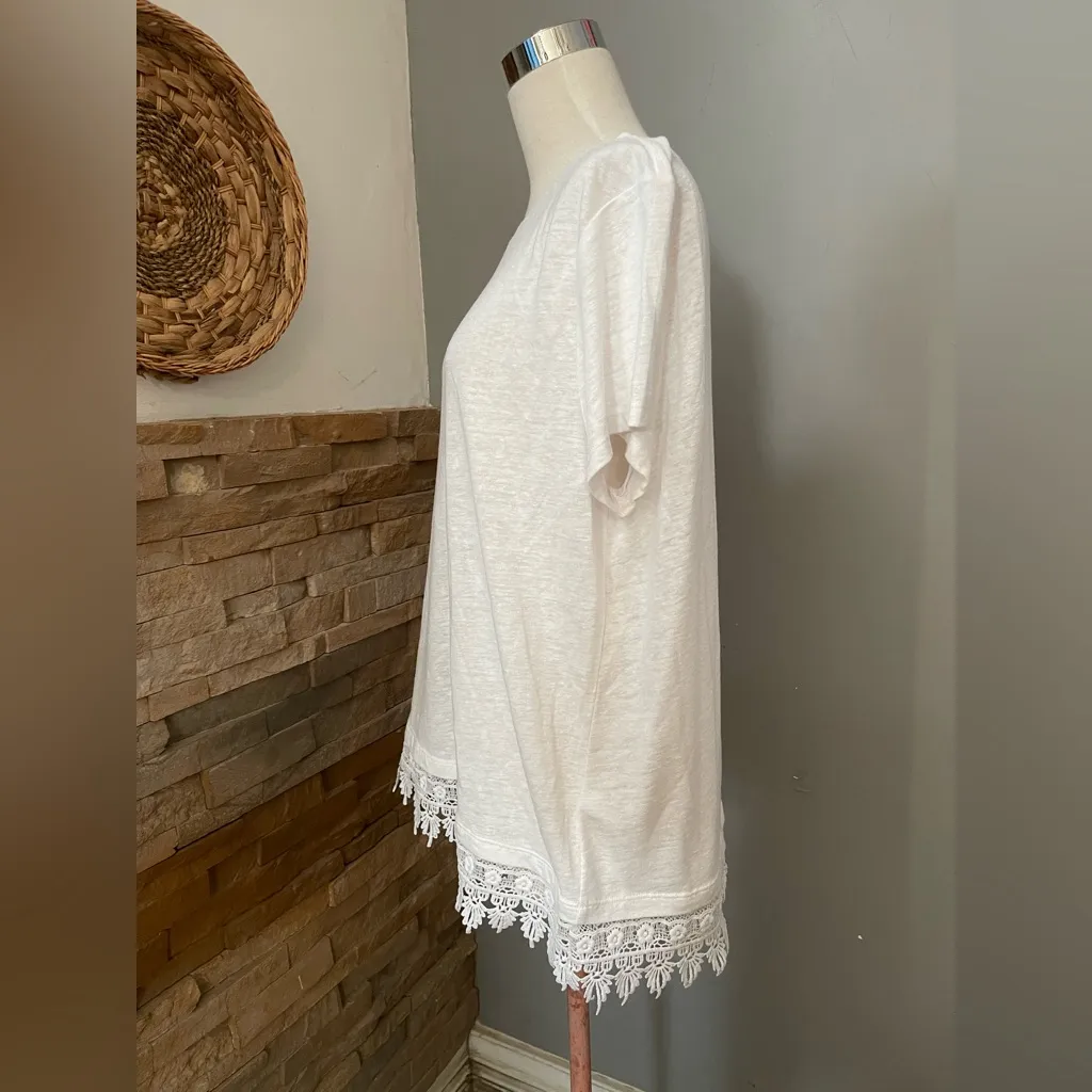Talbots White Lace Trim Short Sleeve Top - Image 2