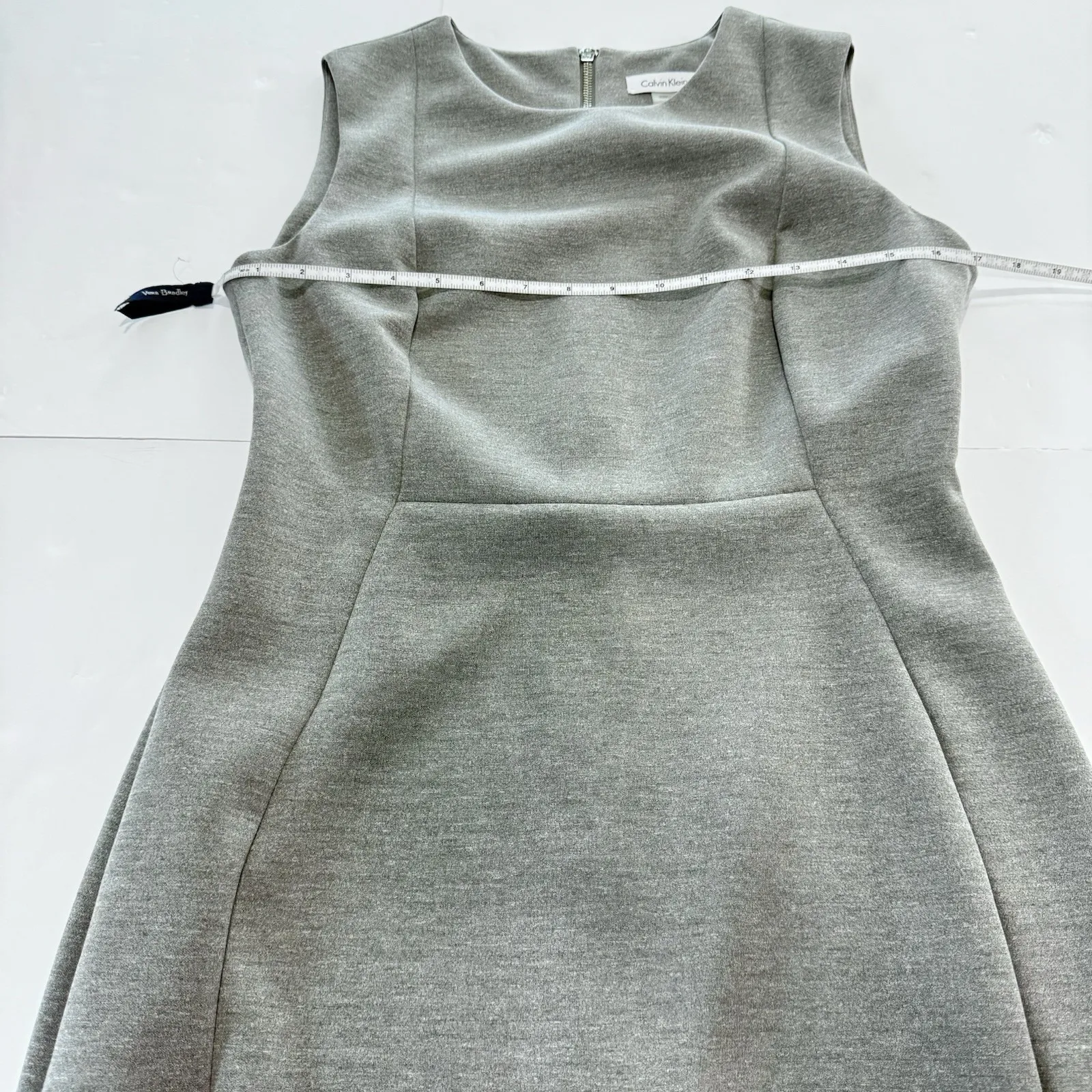 Calvin Klein Heather Gray Scuba Knit Sleeveless Stretch‎ Sheath Dress Size 10 - Image 7