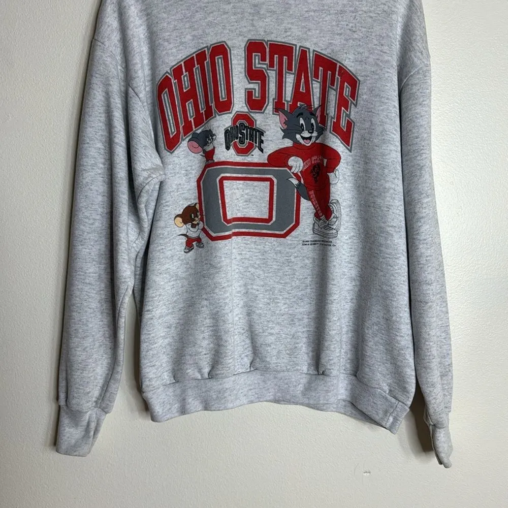 Vintage delta Ohio state 90s Tom and Jerry pullover crew neck sweatshirt size XL - Image 3