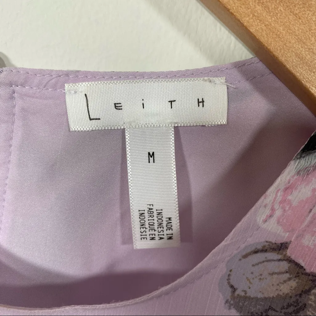 Leith Long Sleeve Floral Chiffon Dress Lavender Frost Size Medium - Image 9
