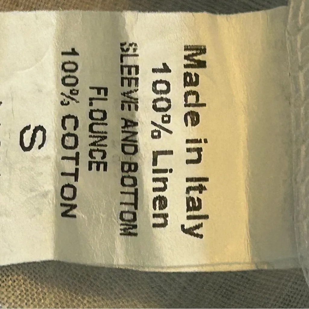 Terzo Millennio Italy Ruffle Top Blouse White 100% Linen - Image 4