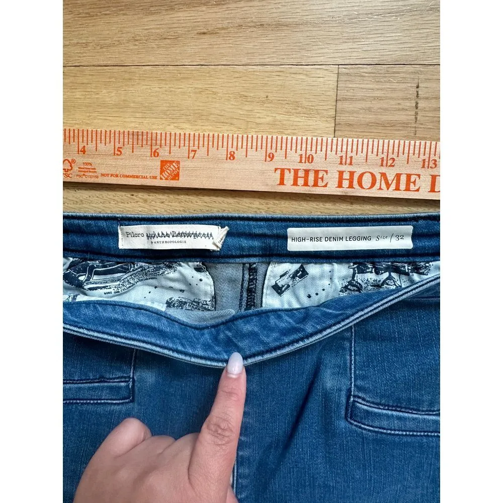 Anthropologie Pilcro High Rise‎ Denim Legging Capri Side Zip Jeans Size 32 - Image 2